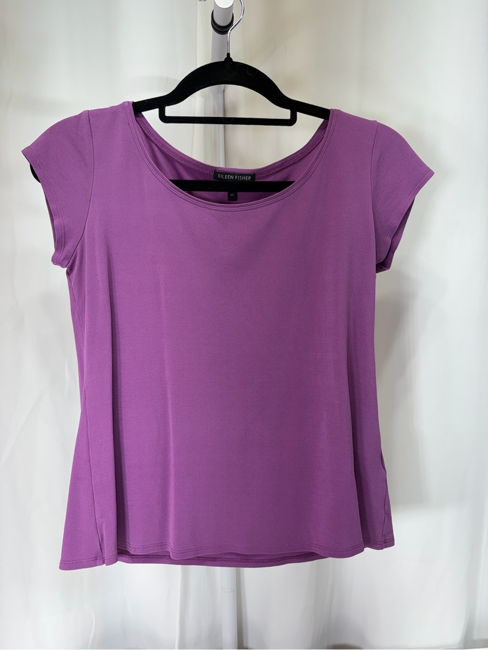 Eileen Fisher Lilac Short Sleeve Scoop Neck Tee 100% Silk 4153